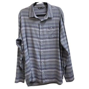 Travis Mathew Long Sleeve Striped Button Shirt Size X-Large Cotton/Rayon